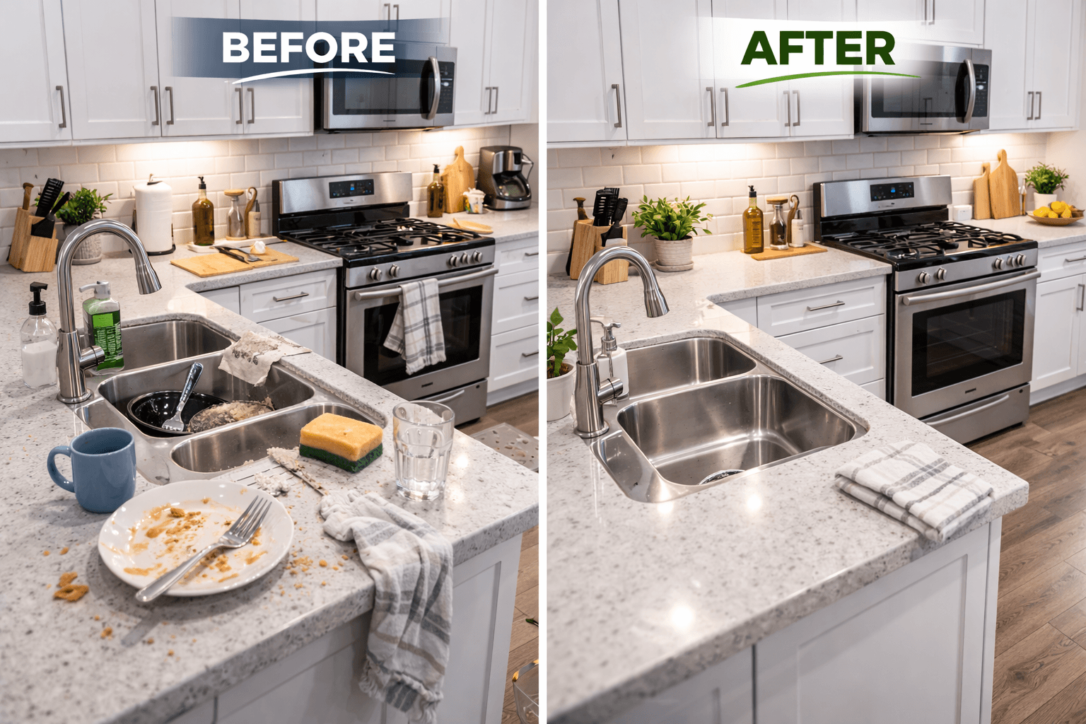 Before and after professional cleaning by TidyWay